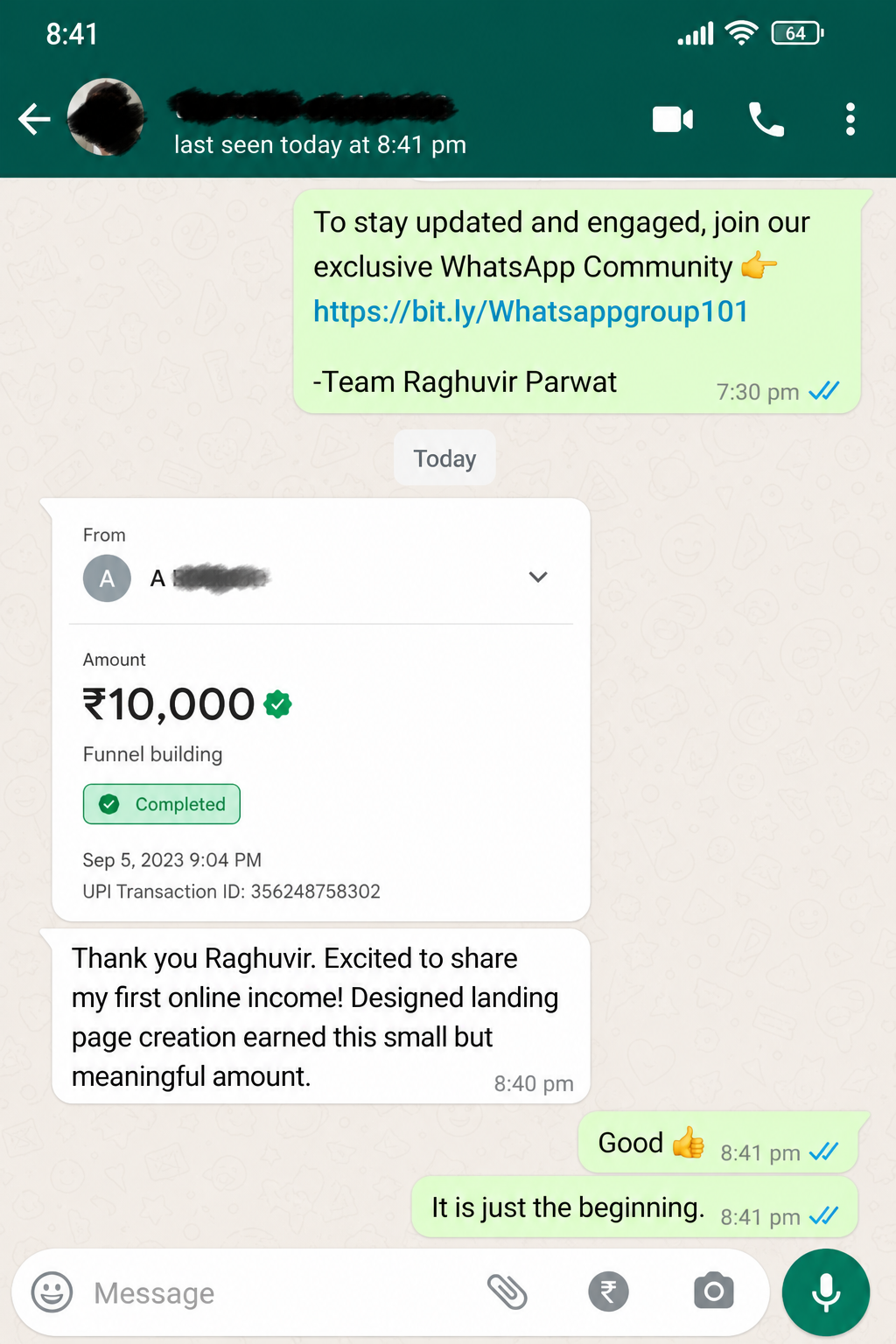 Student first online income of 10000