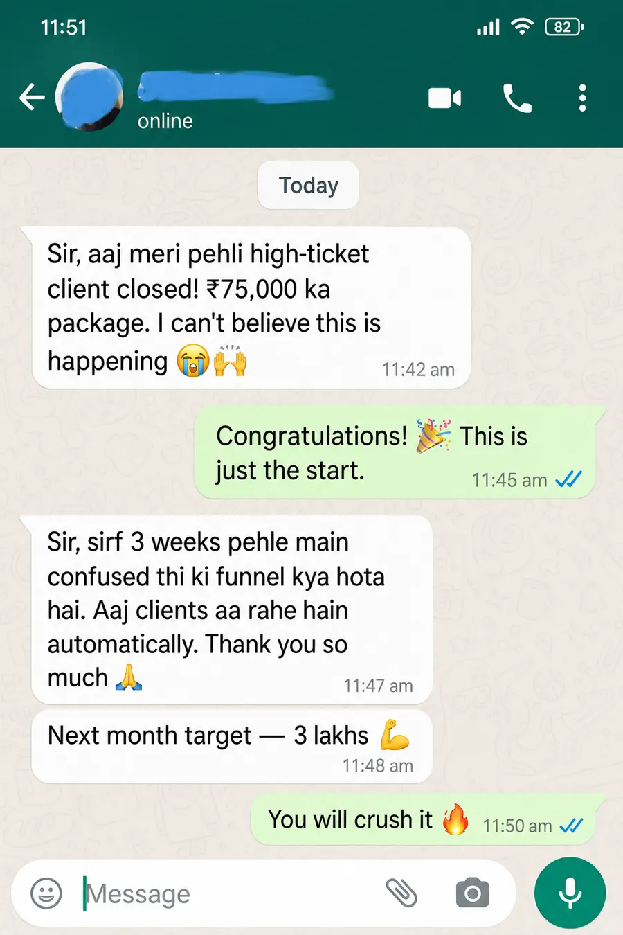 Student closed first 75000 high-ticket client