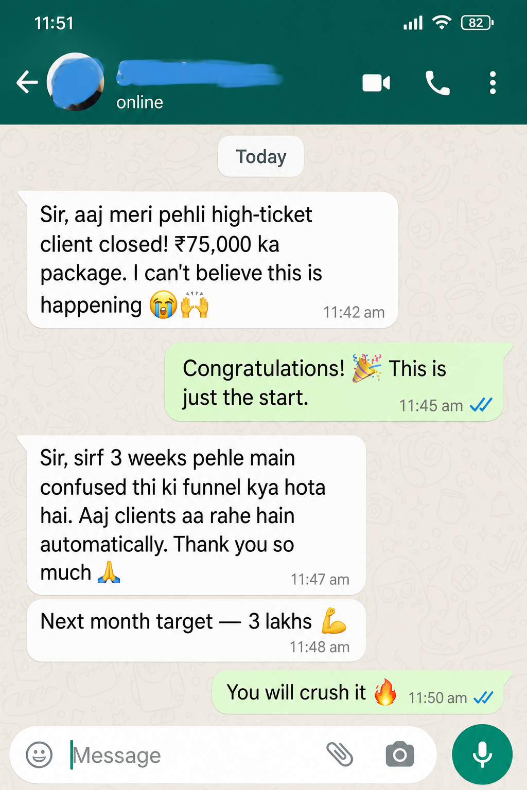 Student closed first 75000 high-ticket client